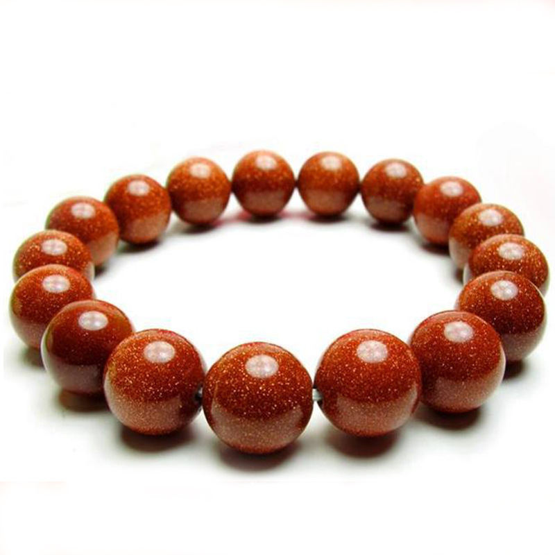 复古金沙石金星石太阳石手链水晶佛珠手串男女收藏一件代发