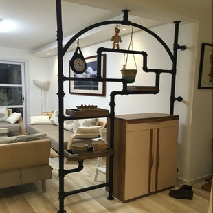 工业风loft复古铁艺水管玄关隔断镂空挂式屏风挂屏悬挂客厅隔断墙