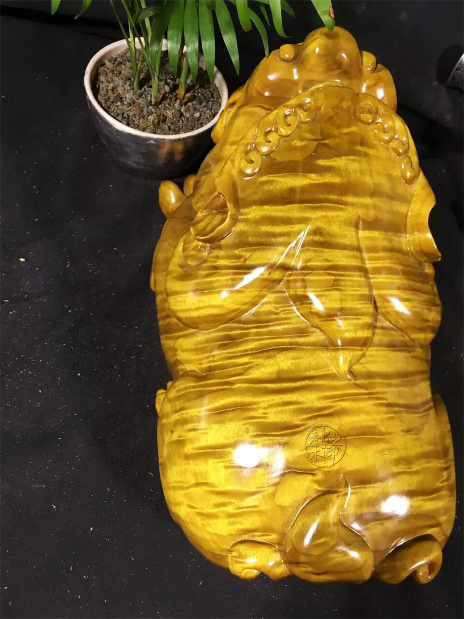 金丝楠小叶桢楠木根雕貔貅金丝楠貔貅满水波纹木雕雕件工艺品摆件