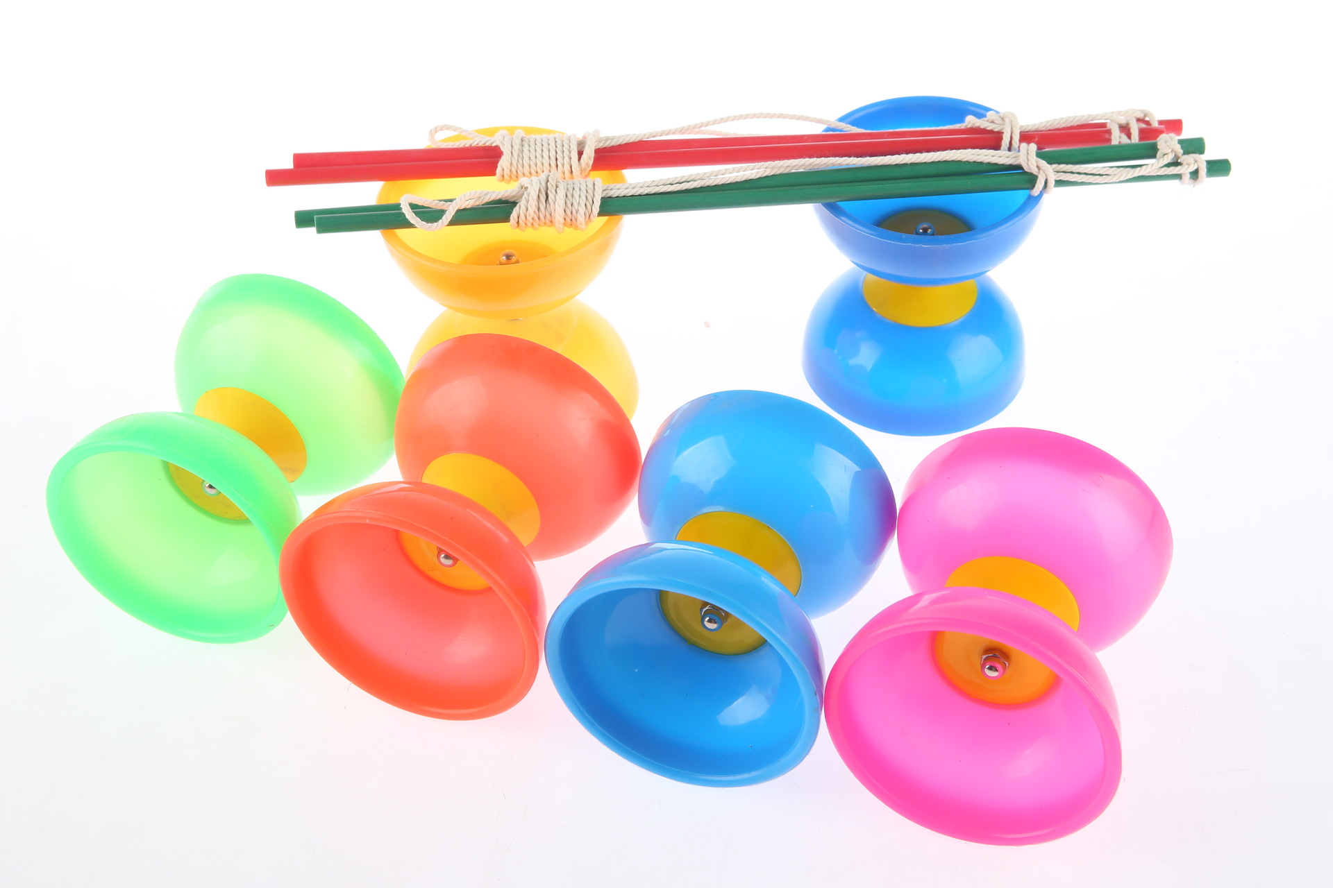 厂家直销热卖初学117mm双碗双头空竹学生 传统健身玩具 双头空竹