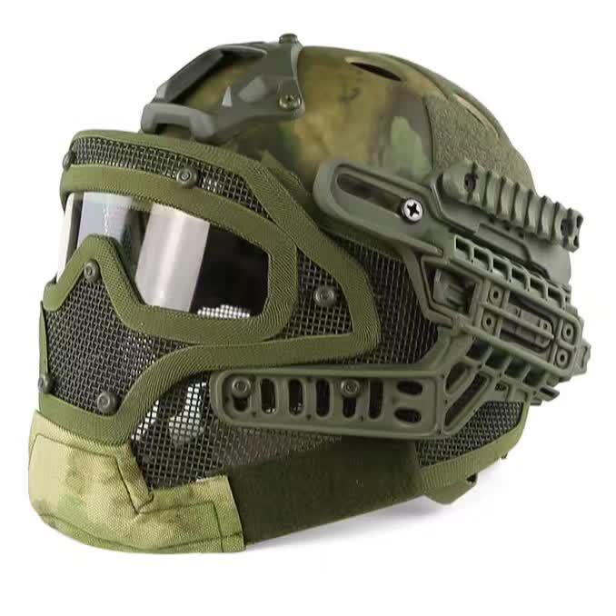 wst一代战术头盔钢丝面具一体高端迷彩版 hl-20-pj圆孔款-阿里巴巴