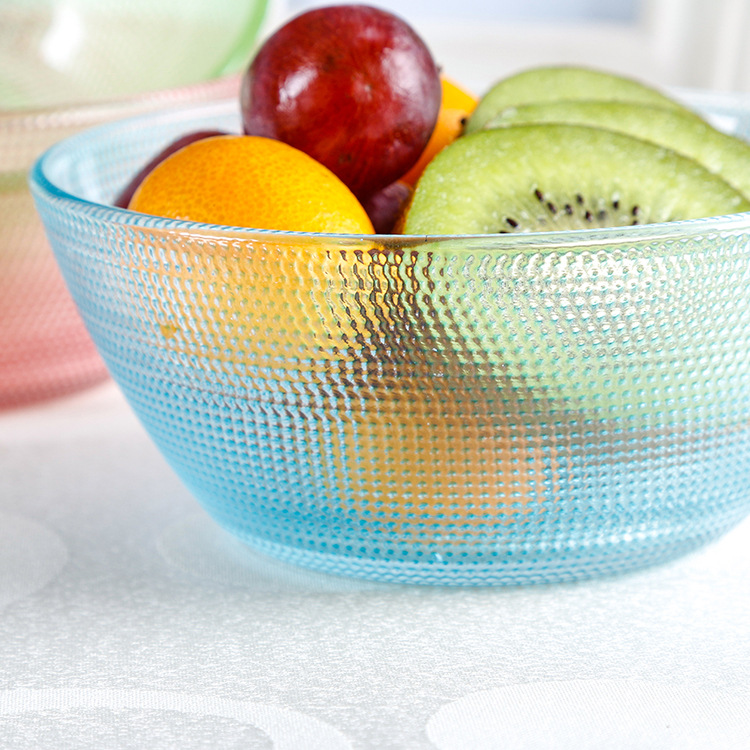 批发彩色玻璃碗套装 巴洛克杯碗八件套 水果沙拉碗促销活动礼品