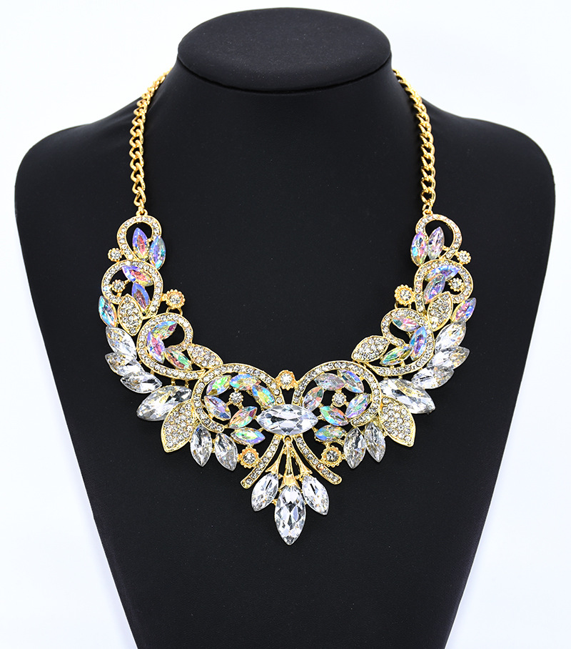 欧美大牌夸张项链复古项链多彩镶钻宝石女配