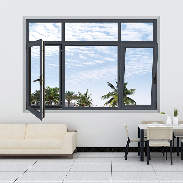 50系列铝合金平开窗 超强隔音隔热铝窗落地飘窗封阳台窗 全网爆款