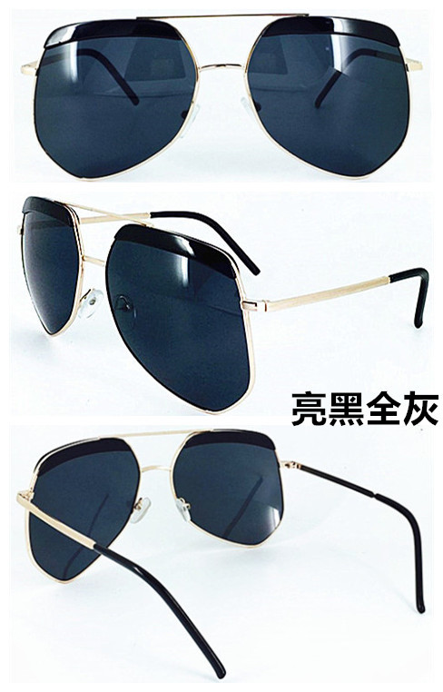 品灰蚂蚁太阳镜潮 女士驾驶镜圆脸复古墨镜多边大框太阳眼镜