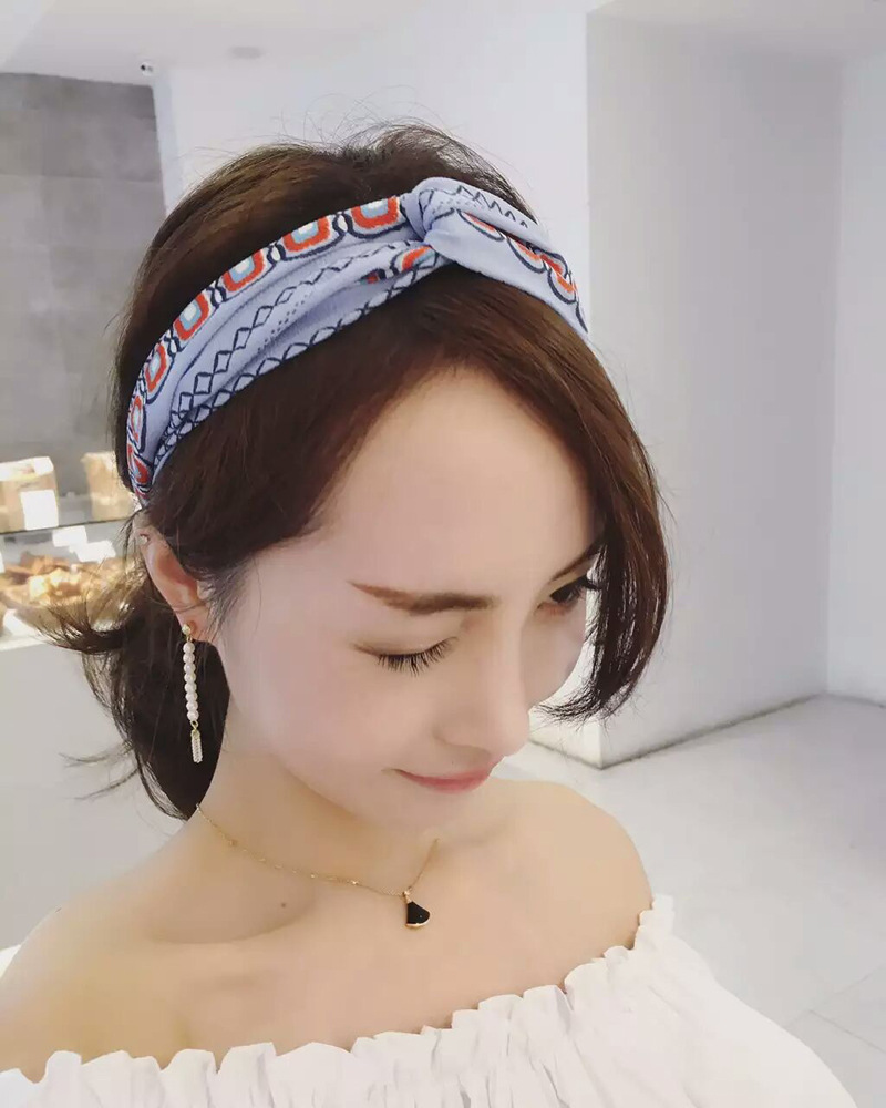韩版头带印花松紧交叉发带 头巾百搭女生宽