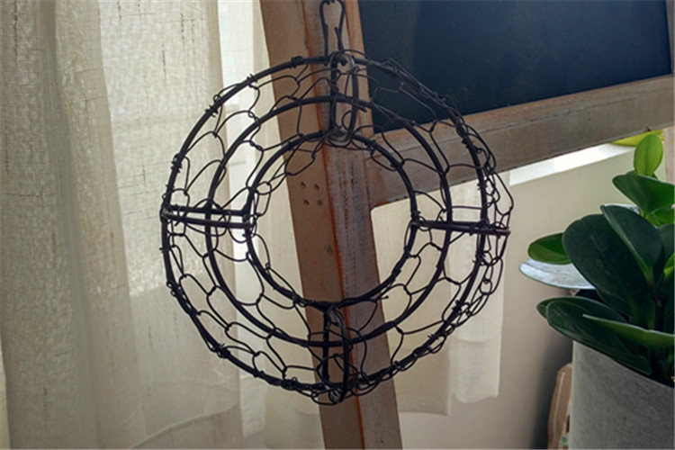 铁艺复古多肉花盆 铁丝花盆 圆形挂钩款铁丝花盆 新款 非陶瓷