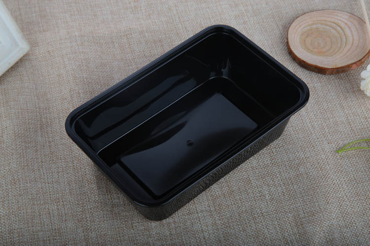 650ml黑底方盒 一次性塑料打包饭盒 便当快餐盒pp保鲜碗厂家批发