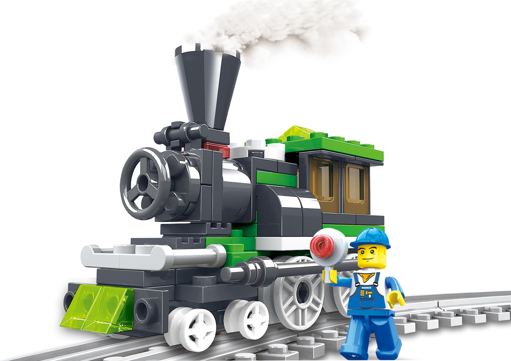 万格积木 创意开发diy益智玩具火车头带轨道 火车系列