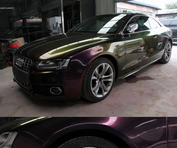 亮面幻彩珠光变色龙改色膜 进口汽车全车身金砂闪点贴膜 高光渐变