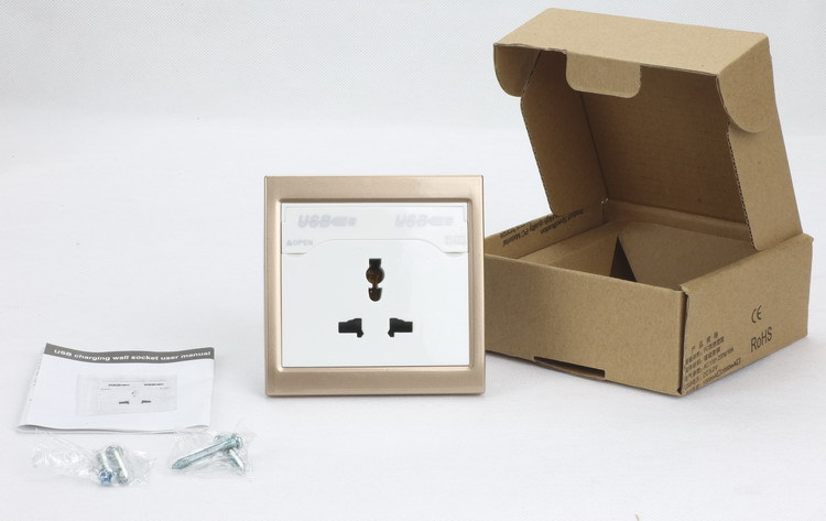 插口86型三孔墙壁插座面板usb wall socket工厂批发    规格参数 包装