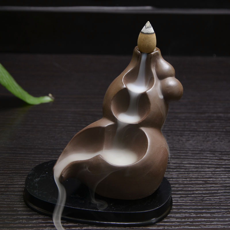 瑞嘉厂批直销 创意 陶瓷紫砂倒流香炉 香道茶道个性摆件葫芦