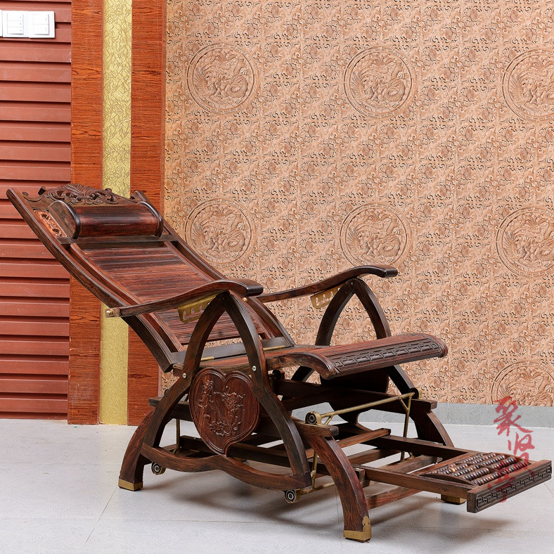 红木家具交趾黄檀老挝大红酸枝古典仿古中式躺椅摇摇椅
