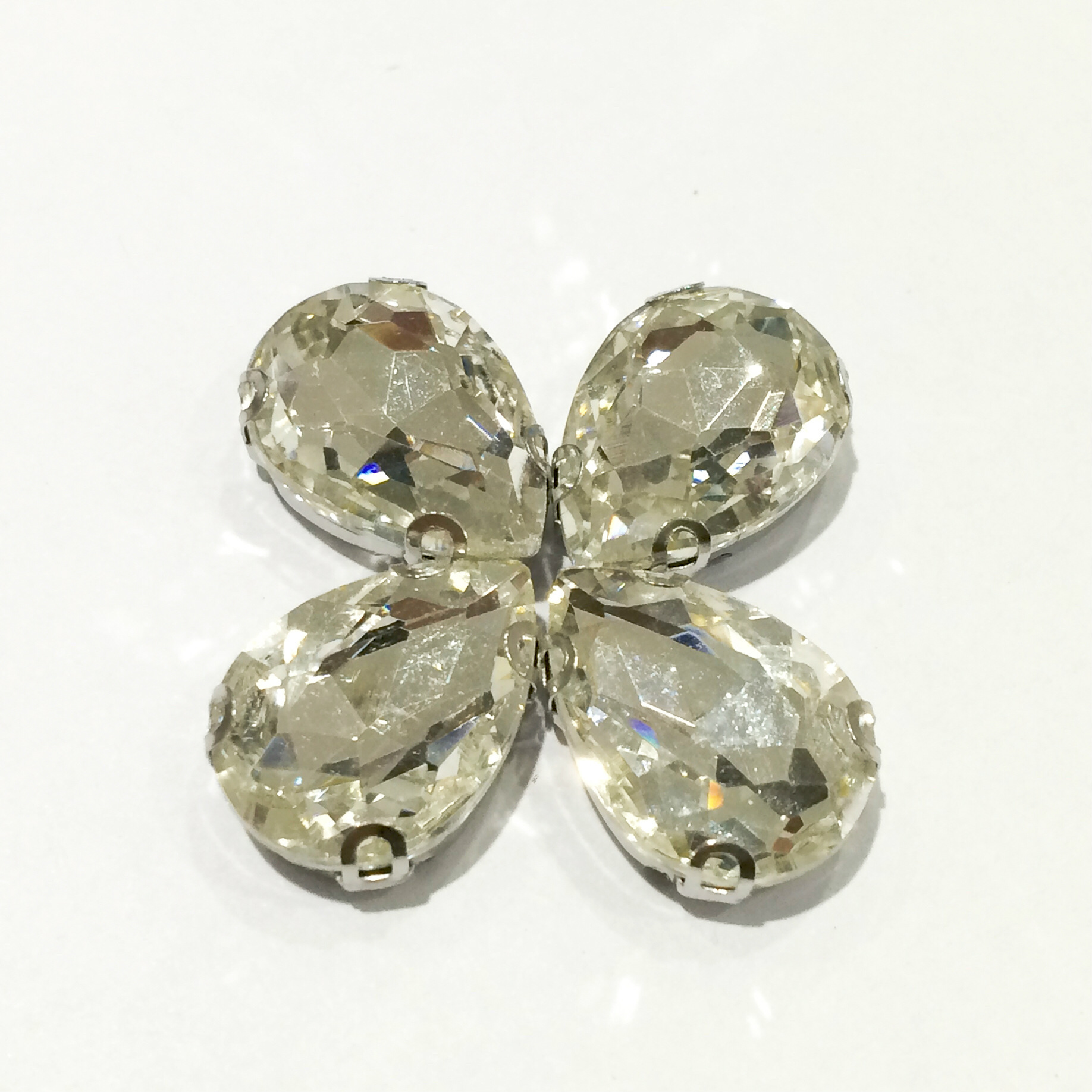 玻璃水滴爪钻 d形防钩白k 手缝钻 diy婚纱鞋饰配件 服.