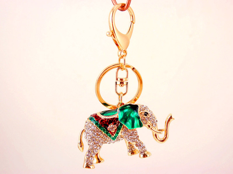 西双版纳创意可爱镶钻大象钥匙扣女包配饰动物钥匙链小礼品