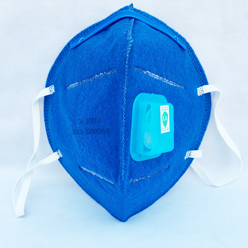 港益康n95防尘口罩加厚蓝色耐脏型海绵条带阀透气工业防pm.