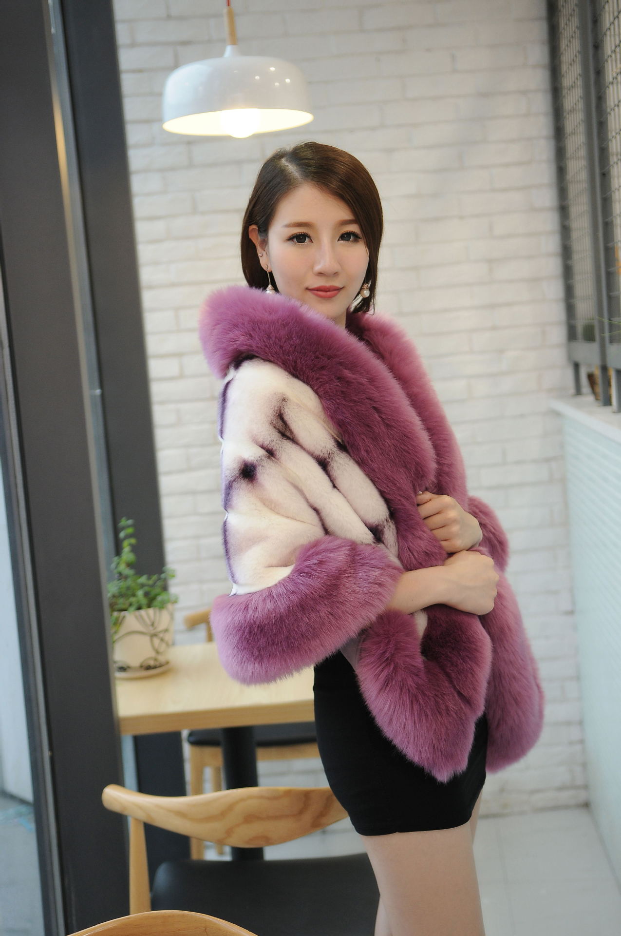 秋冬皮草狐狸毛外套女新娘披肩斗篷显瘦仿水貂裘皮中长款皮草披肩