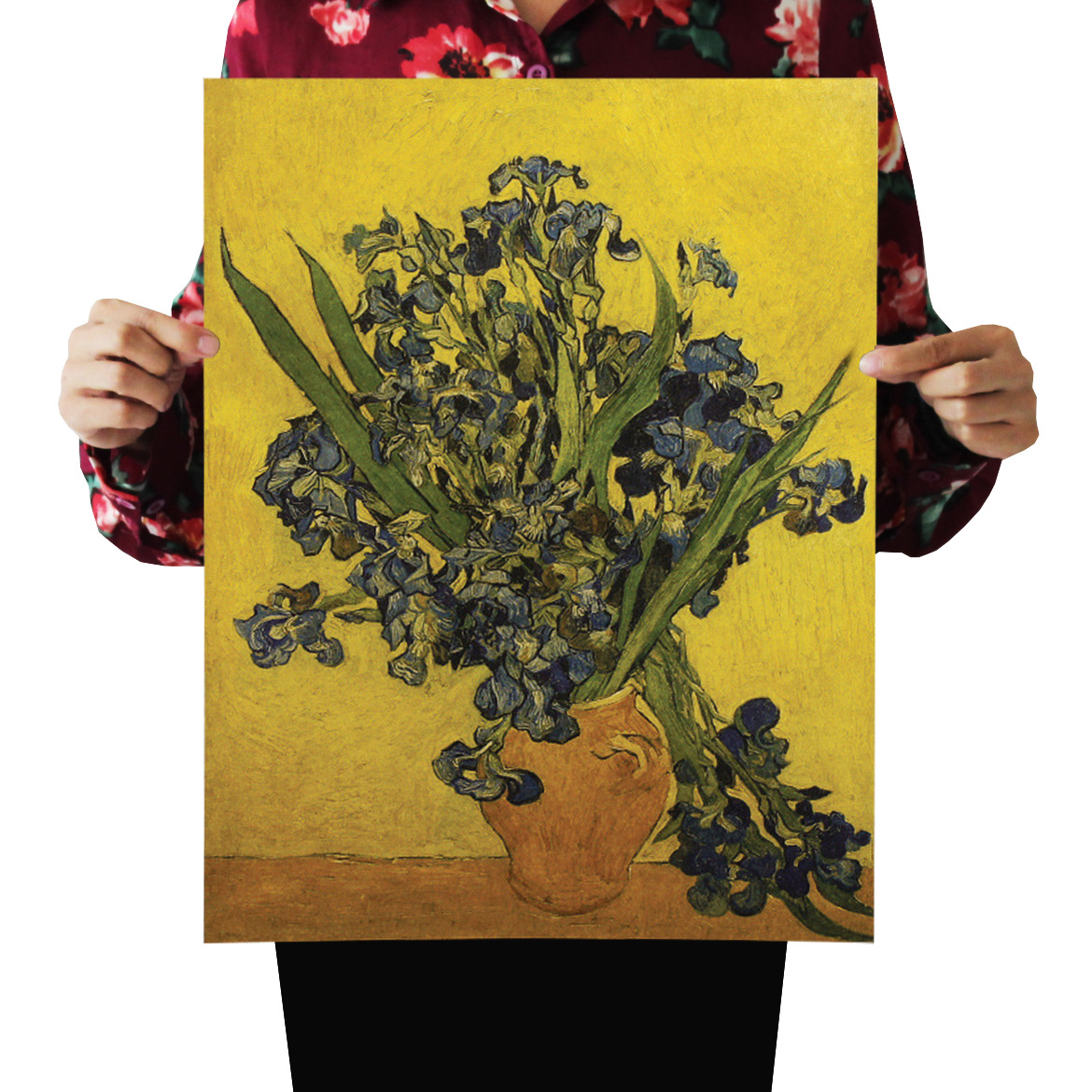 【a194】梵高鸢尾花怀旧复古牛皮纸海报室内酒吧咖啡馆装饰画