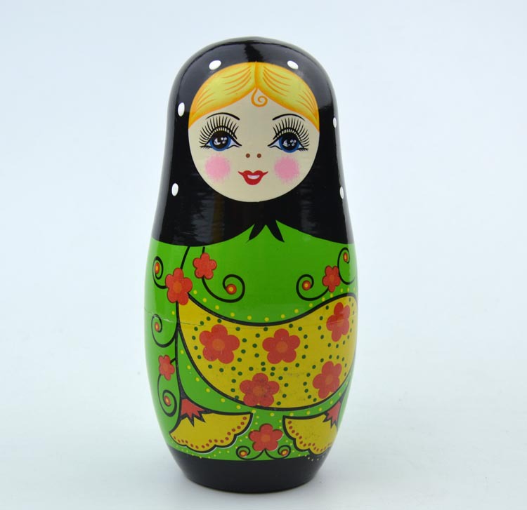 俄罗斯套娃-5层 彩绘娃娃 环保油漆 烤漆 精品套娃  黑头农妇