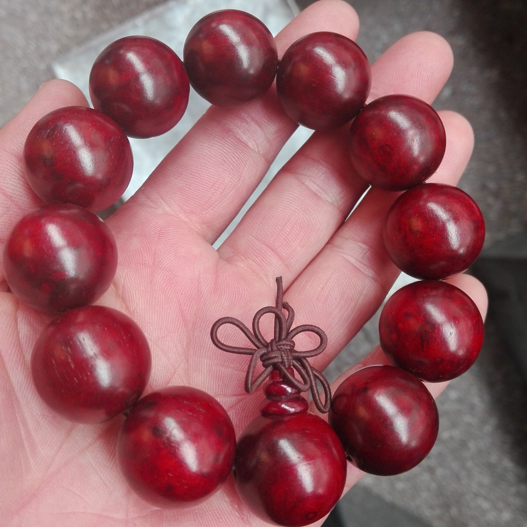 紫檀佛珠_巴西红花梨小叶红檀绍氏木质紫檀佛珠手串红