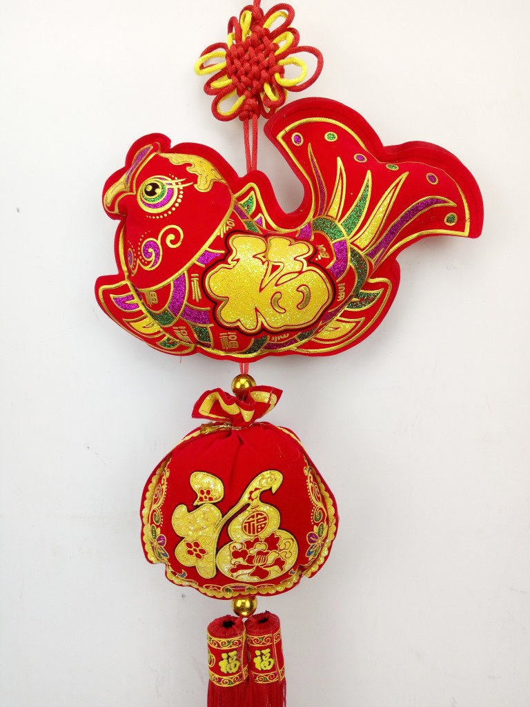 高档七彩烫金绒布鱼挂饰挂件