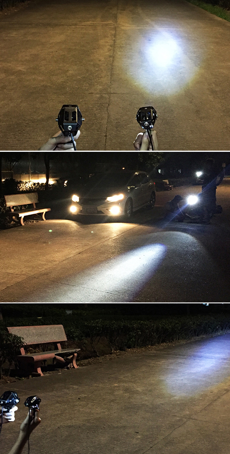 外置mi-u1聚光电瓶摩托车灯改装led强光踏板电动车透镜前大灯通用