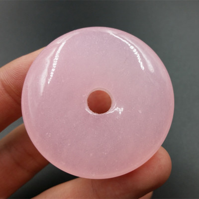 厂家批发 新款精品冰种大号粉色芙蓉玉平安扣吊坠 挂件批发