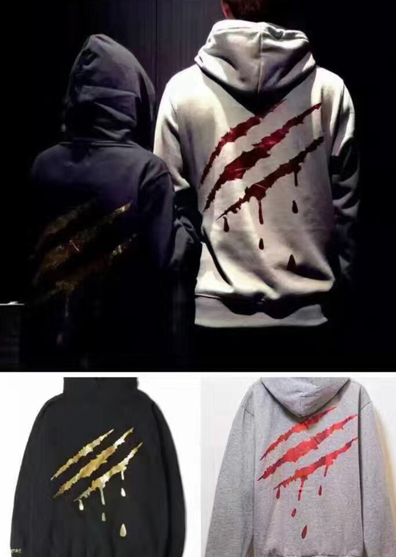 jk/yt 欧美街头潮男装 后背烫金抓痕