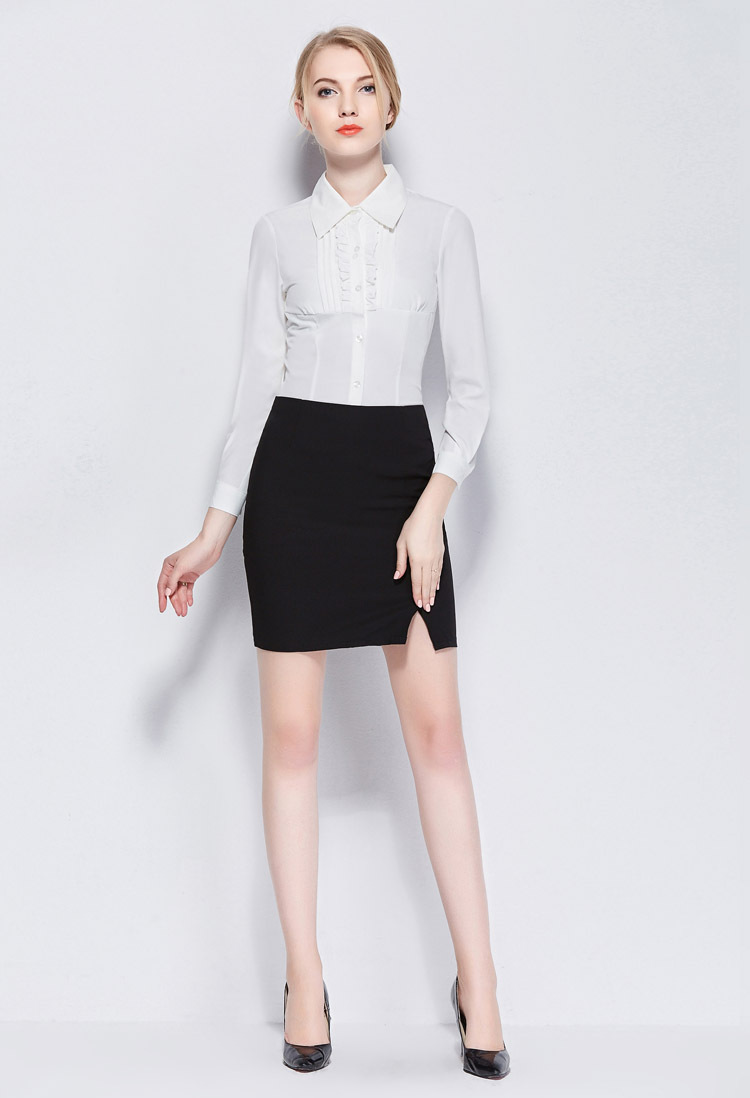 深涛2018女士半身裙开叉中长职业包裙西裙黑色西装职业中裙通勤