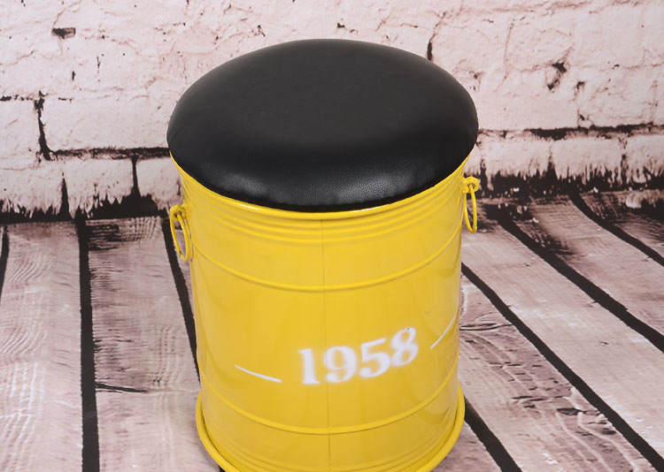 北欧油桶椅复古做旧铁皮圆凳椅子酒吧休闲吧工业风储物铁桶椅定做