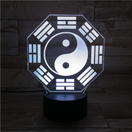 八卦图3d小夜灯 七彩渐变台灯 led视觉灯 亚克力台灯新奇特装饰