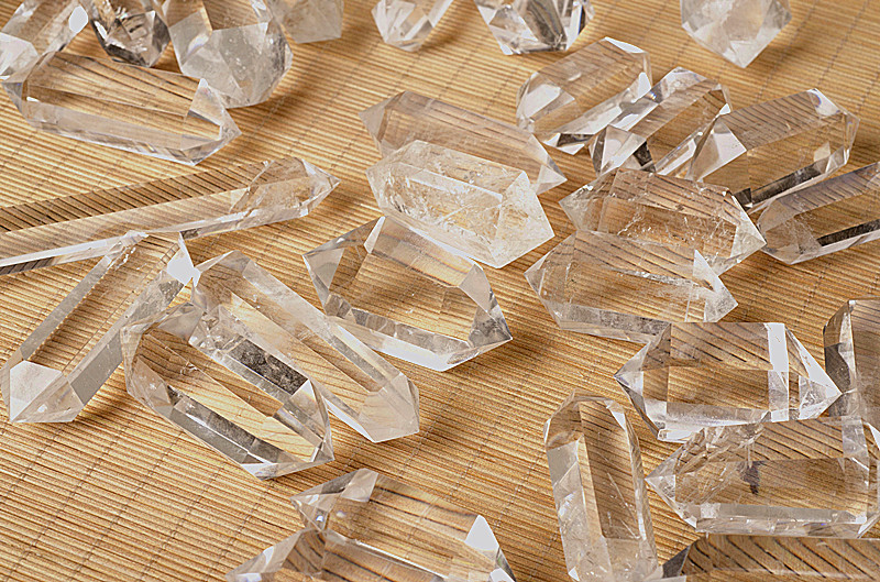 天然白水晶柱原石白水晶双尖柱摆件晶体柱