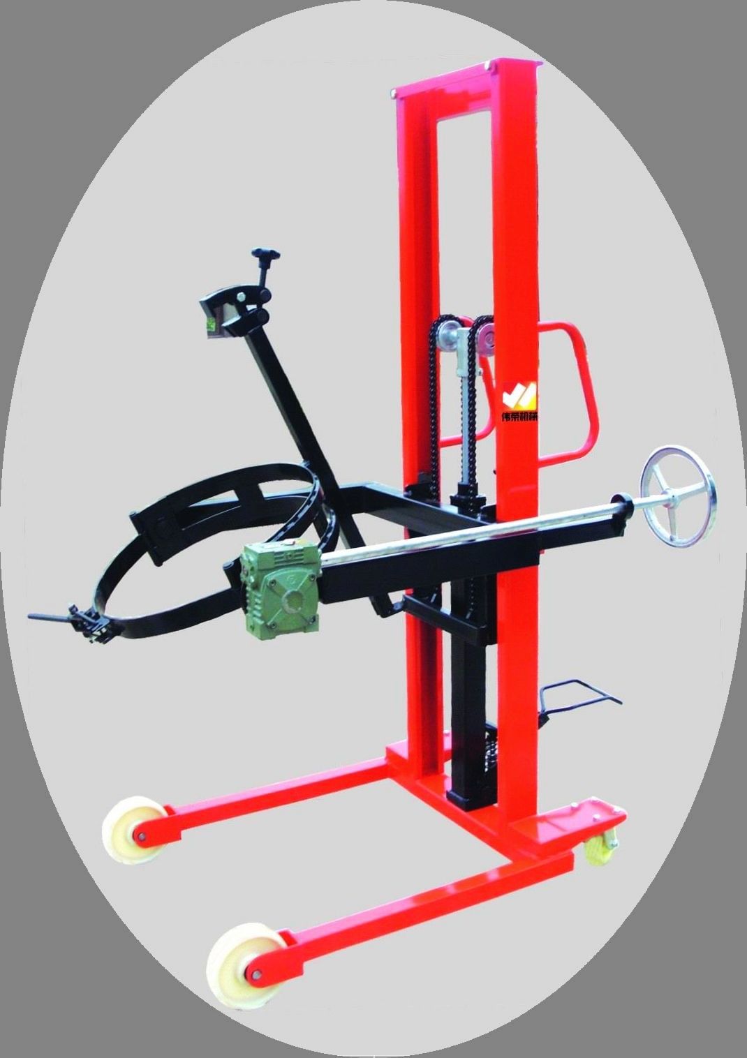 手动液压油桶升高倒料车多功能油桶翻转车可倾式铁桶圆桶堆高车