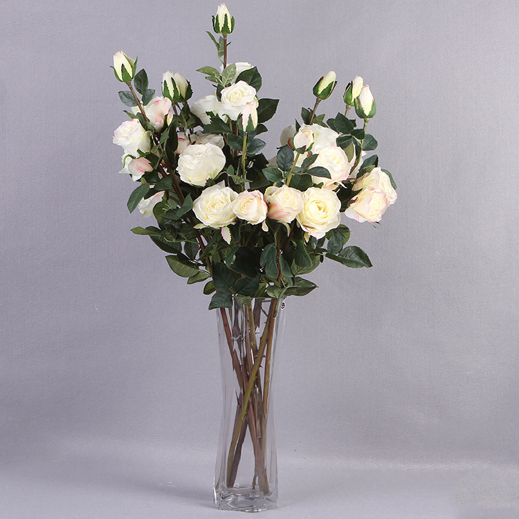仿真4头手感多层玫瑰 家居摆设装饰花 仿真花 厂家直销