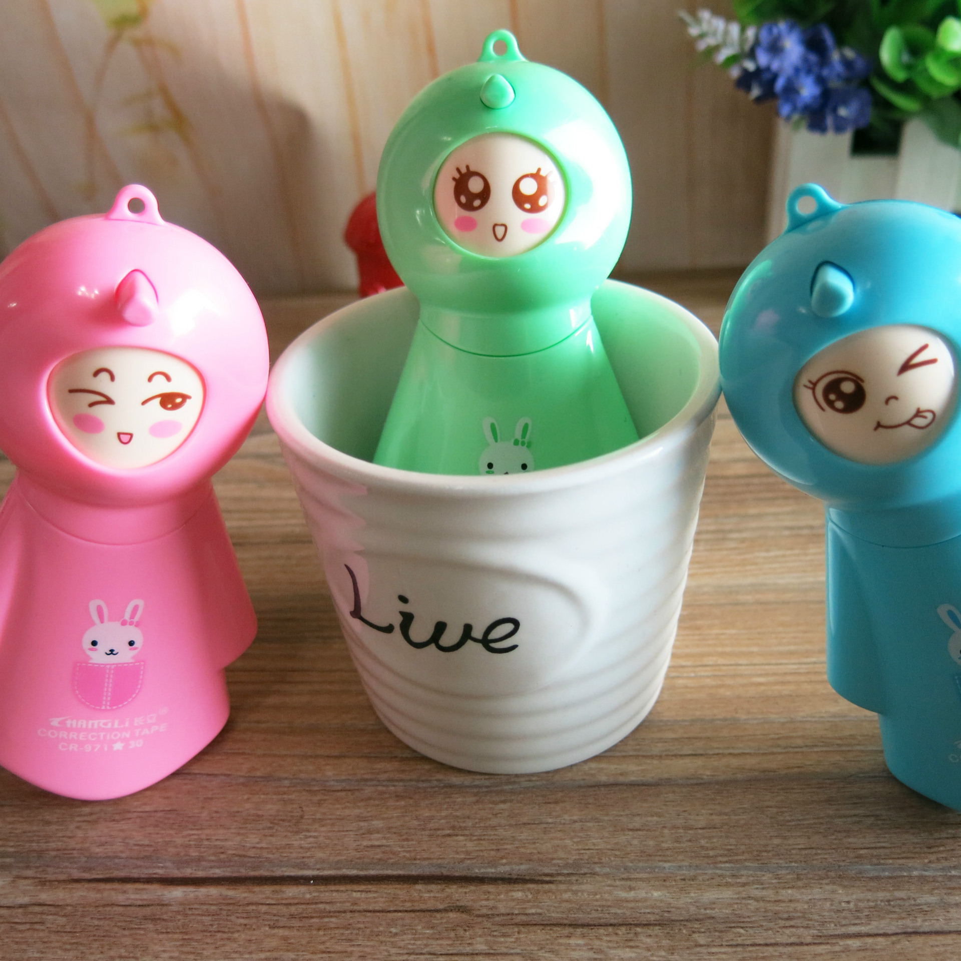 创意新款晴天娃娃涂改带可爱变脸30米pet透明膜带学生修正带批发