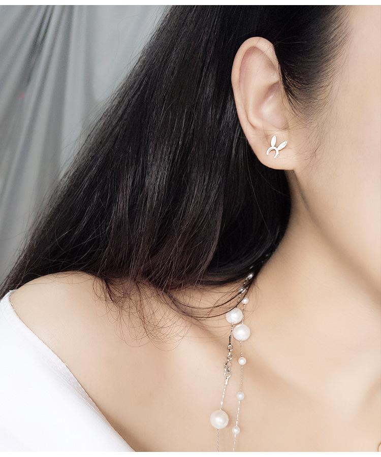 s925纯银耳钉 可爱兔子纯银耳饰批发 韩版时尚纯银饰品