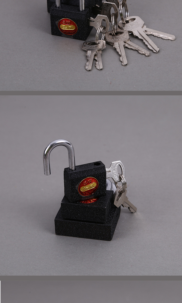 圣威厂家直销横开挂锁图挂锁铁挂锁彩色横开挂锁40mm