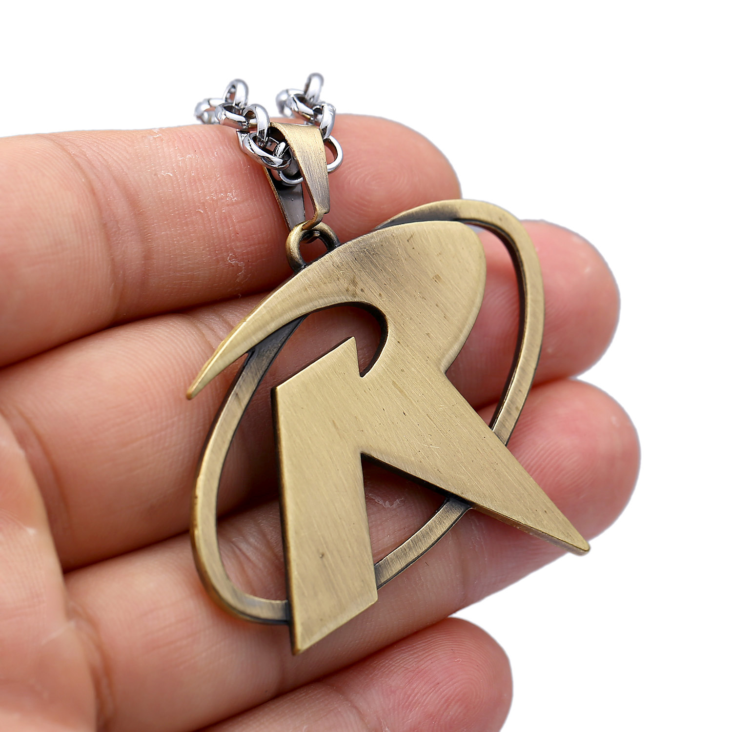 新款 影视周边 蝙蝠侠 罗宾 r标志 项链标志项链一件代发