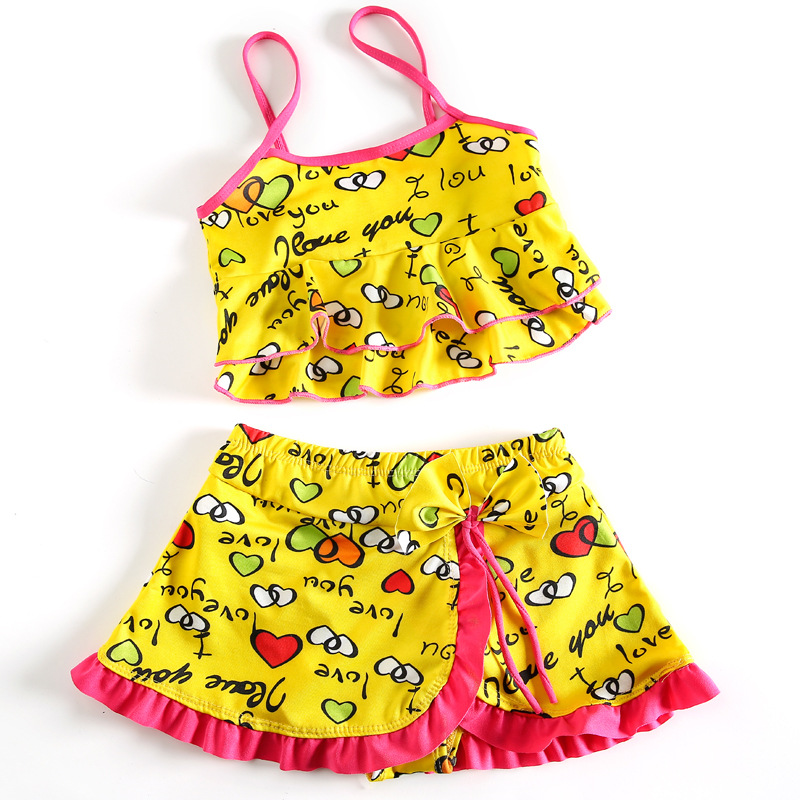 新款女童游泳衣女孩蝴蝶结吊带小中大童沙滩-儿童泳衣