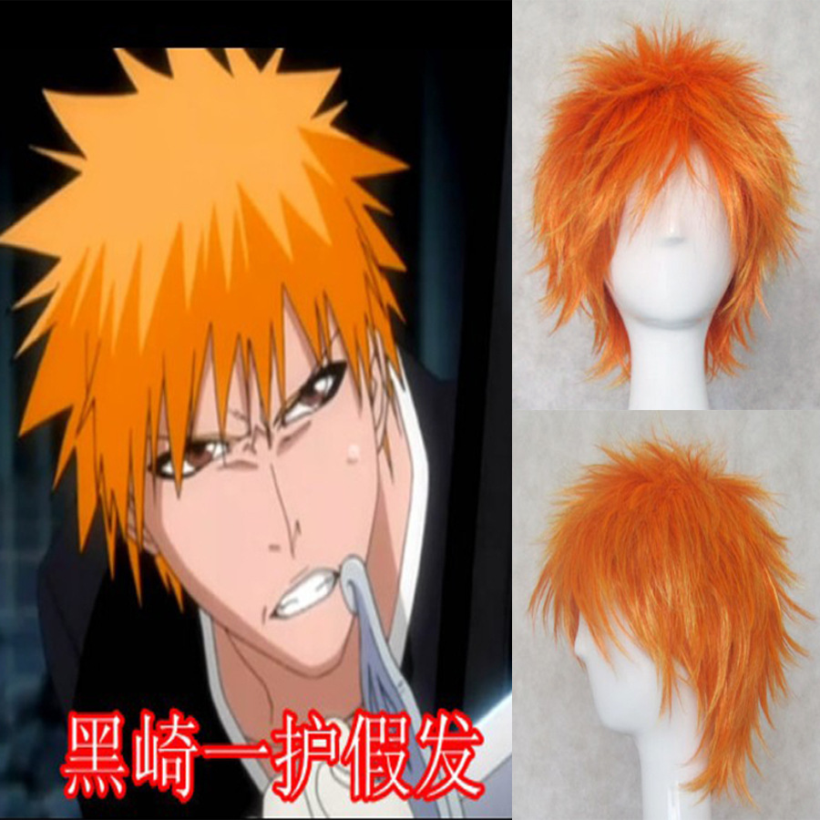 cosplay假发 死神bleach 黑崎一护 佩恩/入江正一 桔色反翘假发