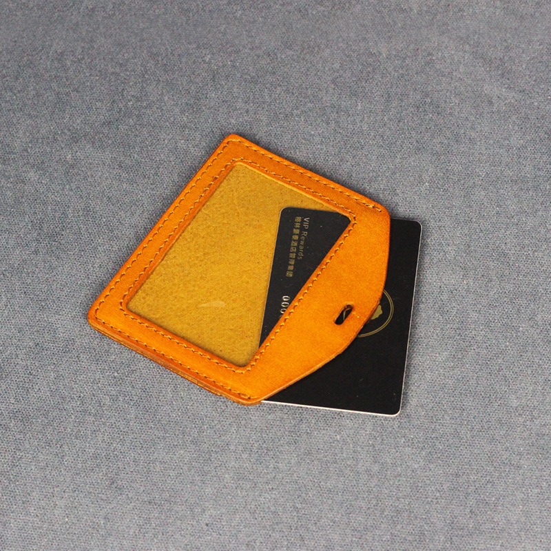 新款卡一卡通卡套纯色真皮卡包 公交卡套 带皮绳可拆卸横版卡套