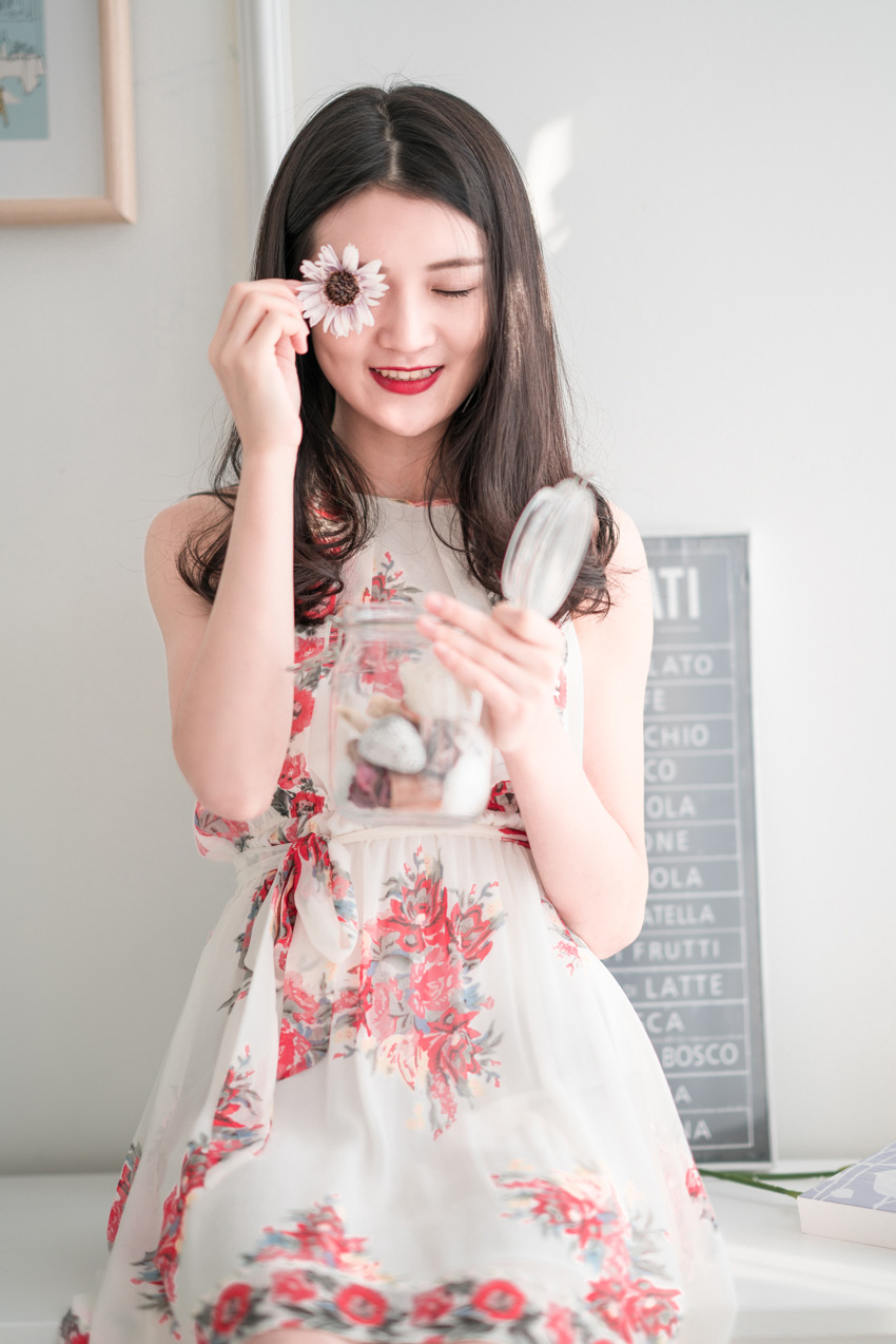 2016新款欧美风唯美淑女甜美公主文艺修身显瘦丝印花吊带连衣裙