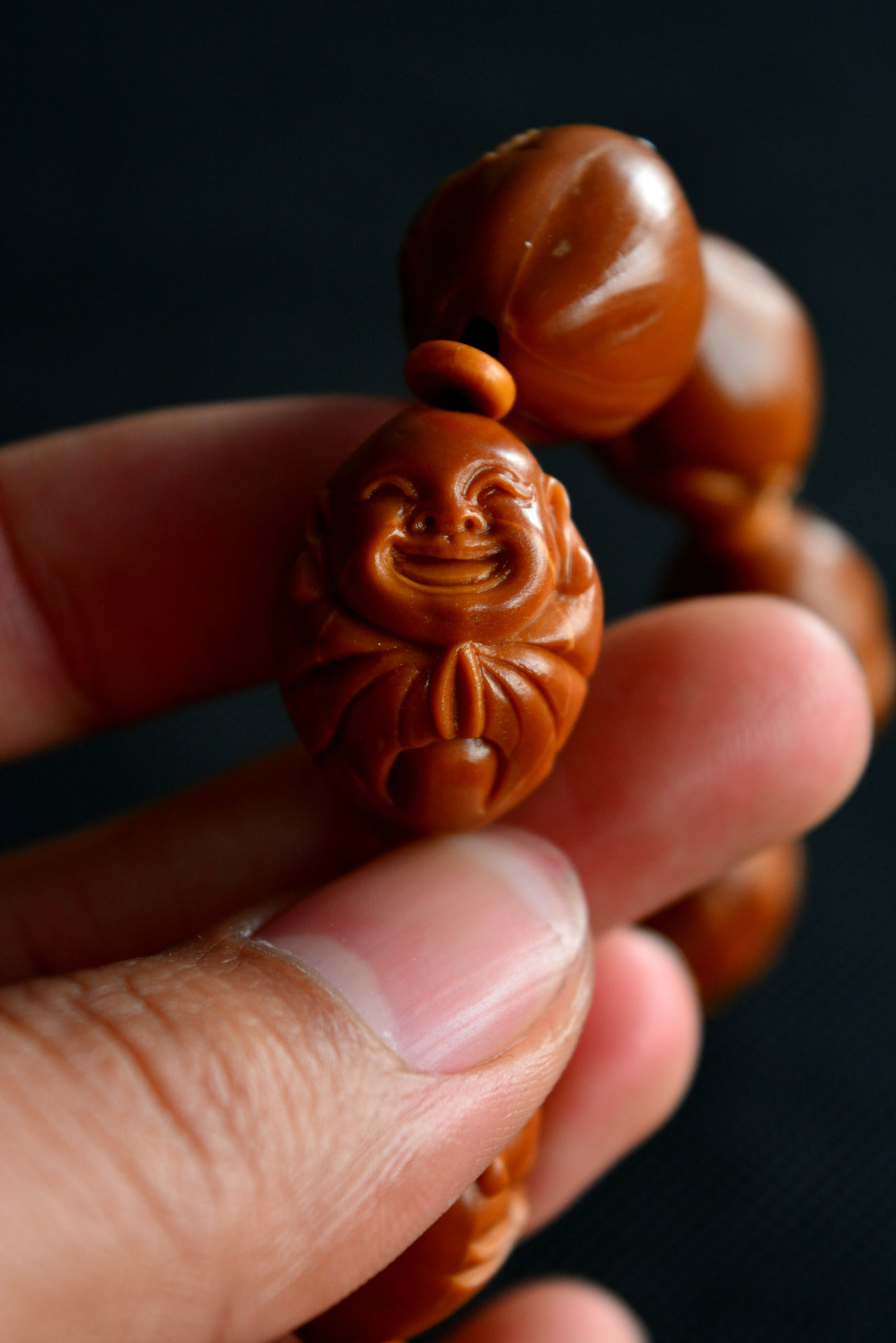 承宣核雕 纯手工弥勒长串 橄榄核手串 文玩手串手链 橄榄胡批发