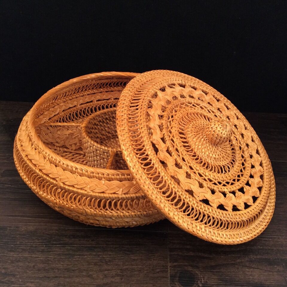 批发越南藤编收纳盒 茶饼茶道配件点心零食干果收纳篮筐 - 编织批发