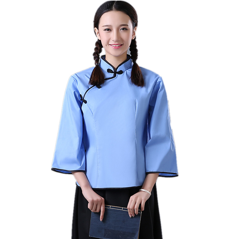民国学生装女棉五四青年装复古中山装毕业照班服大合唱演服批发