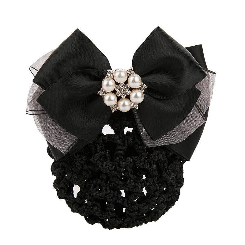 曌璇手工蝴蝶结职业头花发网 薄纱韩版黑色护士银行头花单位工花