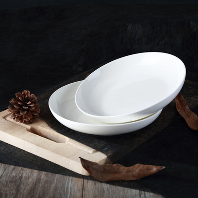 厂家直销8寸镁质瓷饭盘酒店家用陶瓷盘子 可印logo