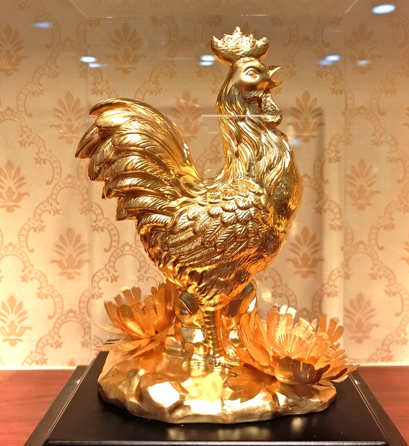 鸡年礼品摆件 定制纯金箔金鸡工艺品 富贵
