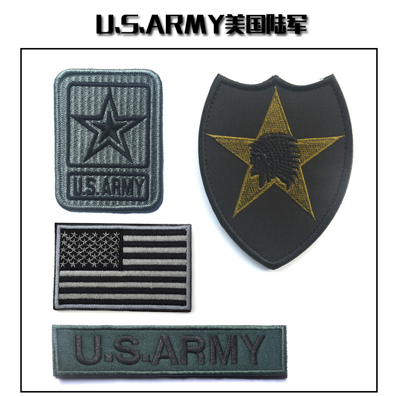 美国usarmy陆军臂章 迷彩服四件套臂章胸章 刺绣魔术贴章