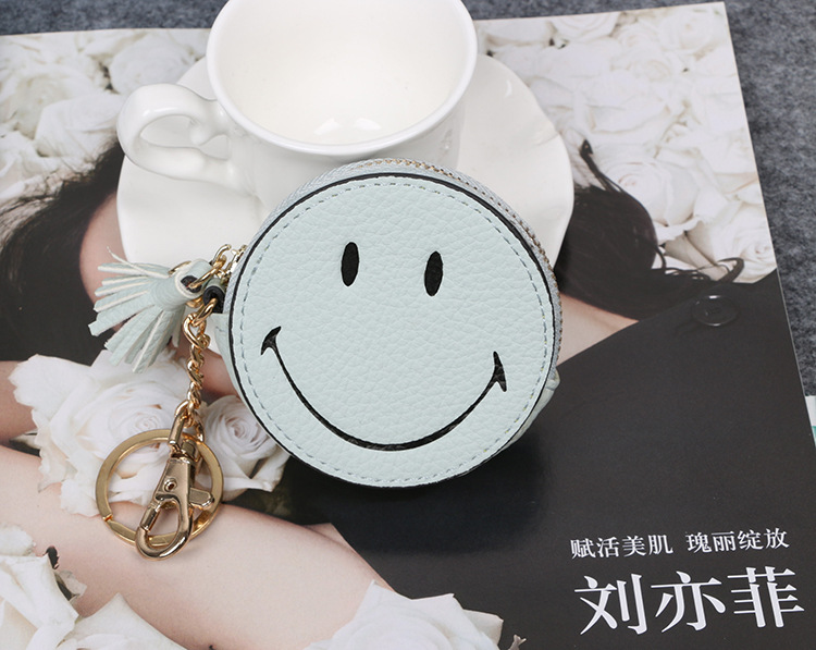 安雅笑脸包创意迷你可爱pu硬币零钱包女小荷包圆形袋拉链钥匙扣包